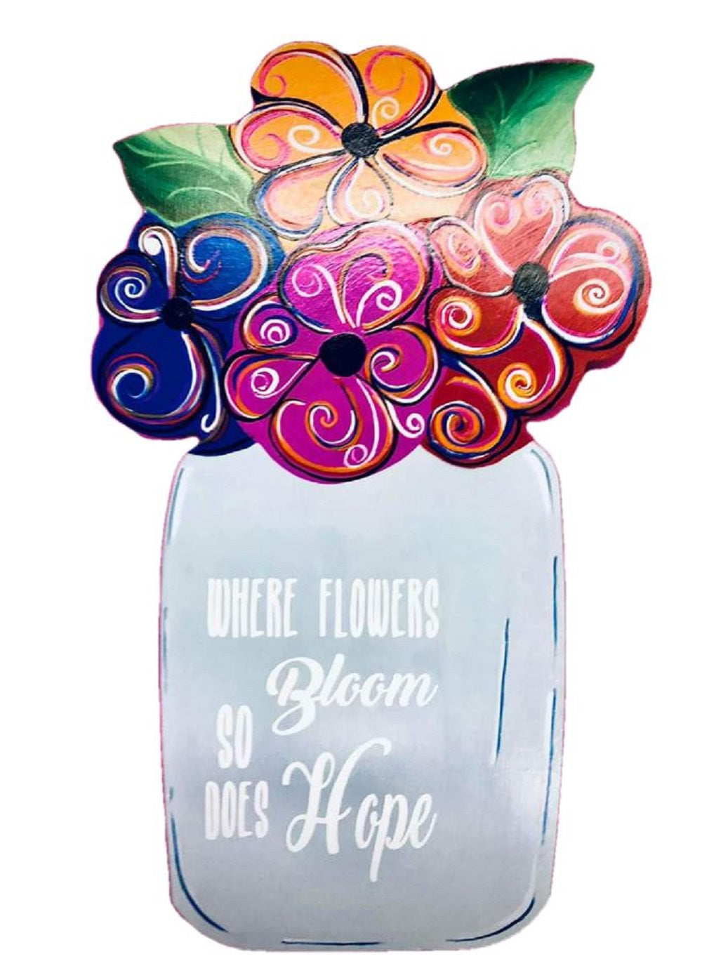 Basic Shape Mason Jar MDF Cutout Floral Bouquet - Unfinished For DIY