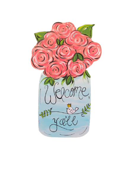 Basic Shape Mason Jar MDF Cutout Floral Bouquet - Unfinished For DIY
