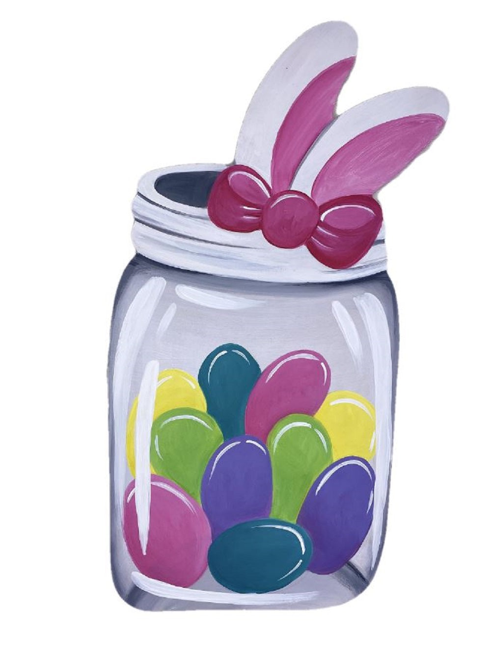 Basic Shape Mason Jar MDF Cutout With Bunny - Unfinished For DIY