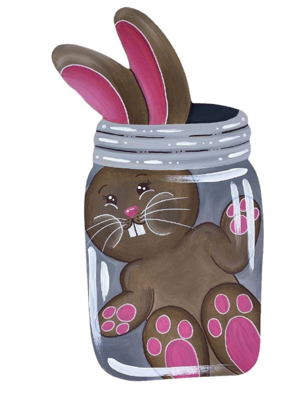 Basic Shape Mason Jar MDF Cutout With Bunny - Unfinished For DIY