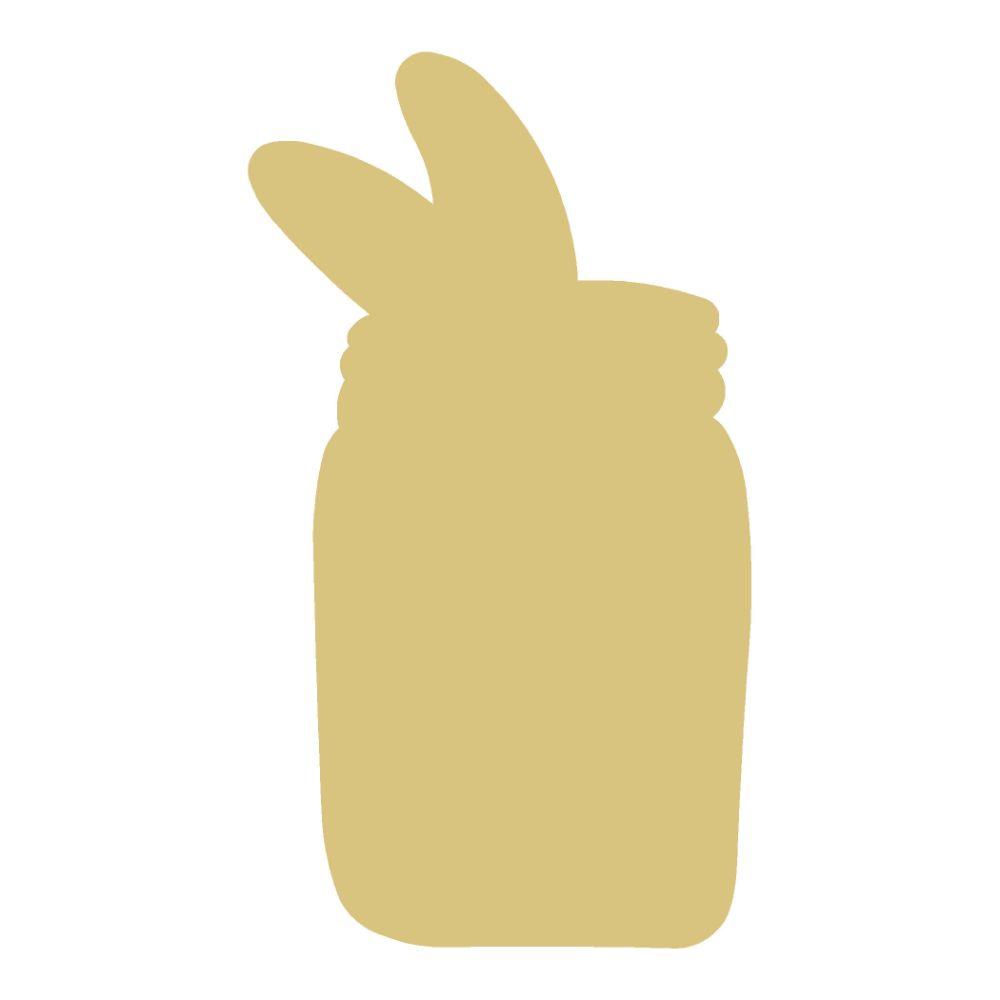 Basic Shape Mason Jar MDF Cutout With Bunny - Unfinished For DIY