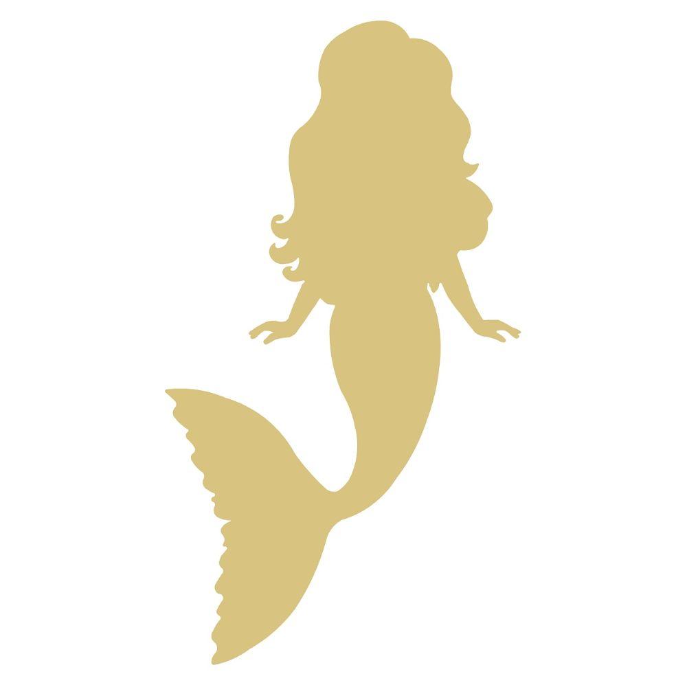 Basic Shape Mermaid MDF Cutout Silhouette Style 11 - Unfinished For DIY