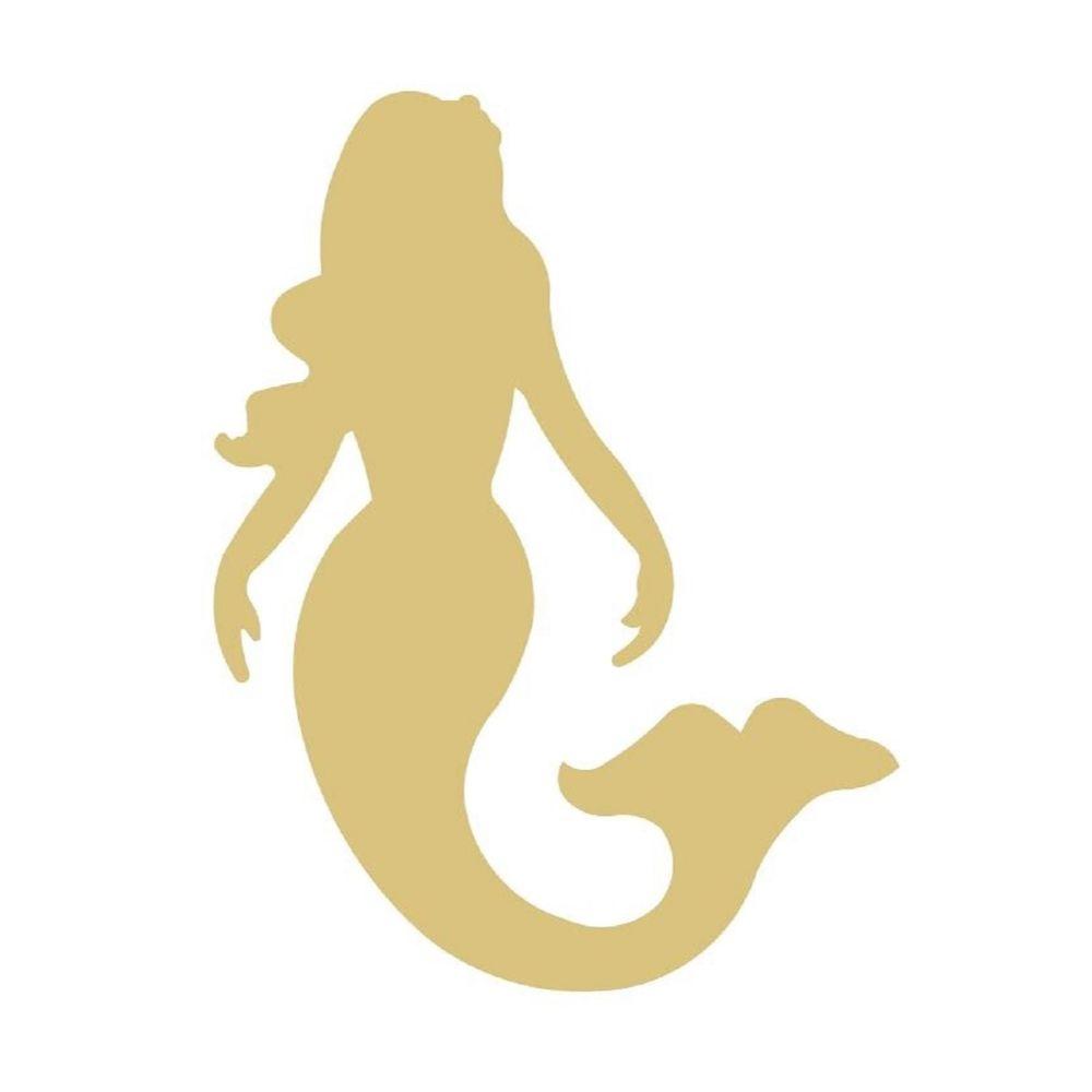 Basic Shape Mermaid MDF Cutout Silhouette Style 3 - Unfinished For DIY