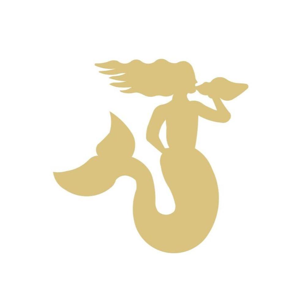 Basic Shape Mermaid MDF Cutout Silhouette Style 4 - Unfinished For DIY