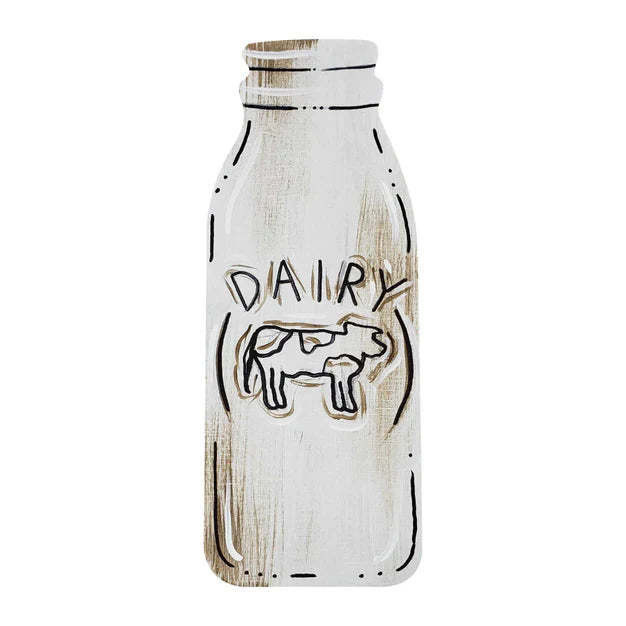 Design By Line Milk Bottle MDF Cutout Dairy Cow Silhouette - Unfinished For DIY