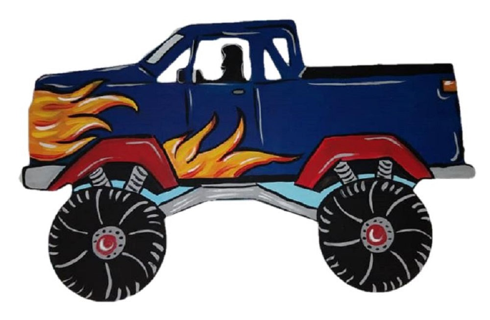 Basic Shape Monster Truck MDF Cutout Silhouette Style 6 - Unfinished For DIY