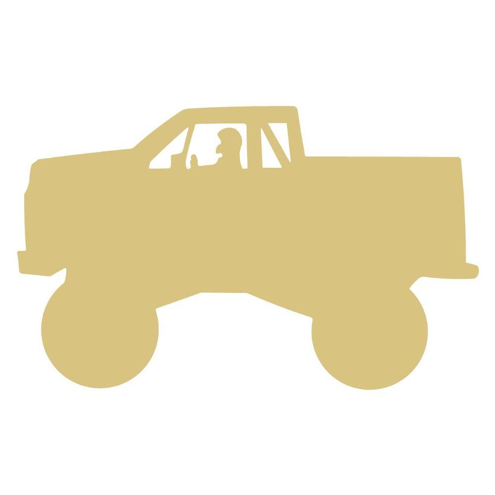 Basic Shape Monster Truck MDF Cutout Silhouette Style 6 - Unfinished For DIY