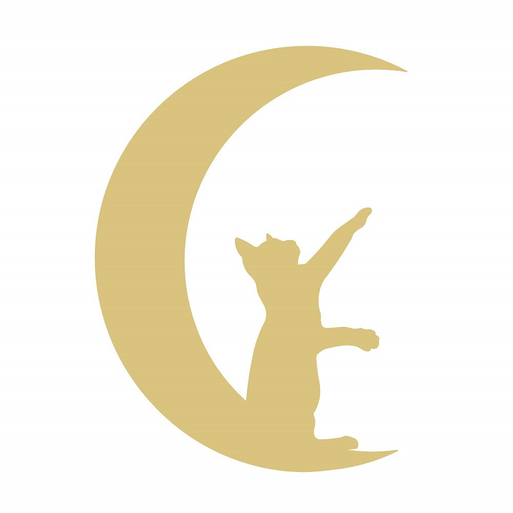 Basic Shape Moon MDF Cutout Cat Silhouette - Unfinished For DIY