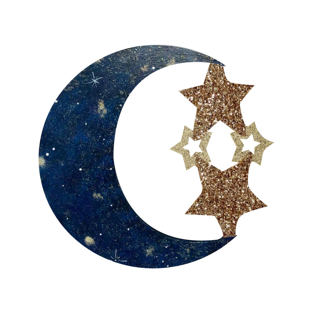 Basic Shape Crescent Moon MDF Cutout Moon And Stars - Unfinished For DIY