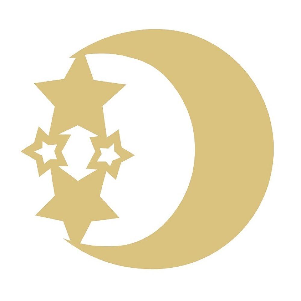 Basic Shape Crescent Moon MDF Cutout Moon And Stars - Unfinished For DIY
