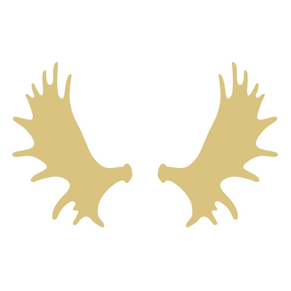 Basic Shape Moose Antler MDF Cutout Silhouette Style 2 - Unfinished For DIY