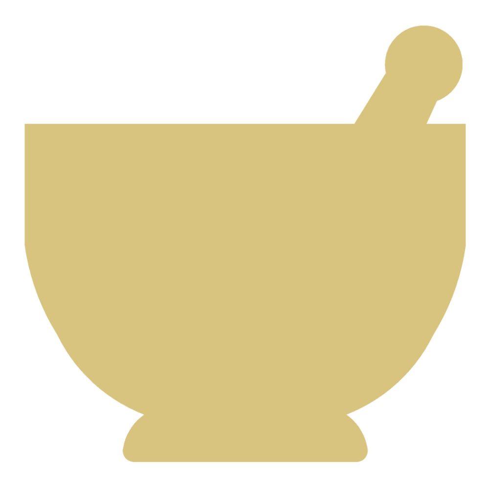 Basic Shape Mortar And Pestle MDF Cutout Silhouette - Unfinished For DIY