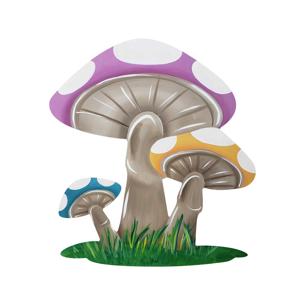 Basic Shape Three Mushrooms MDF Cutout Silhouette - Unfinished For DIY