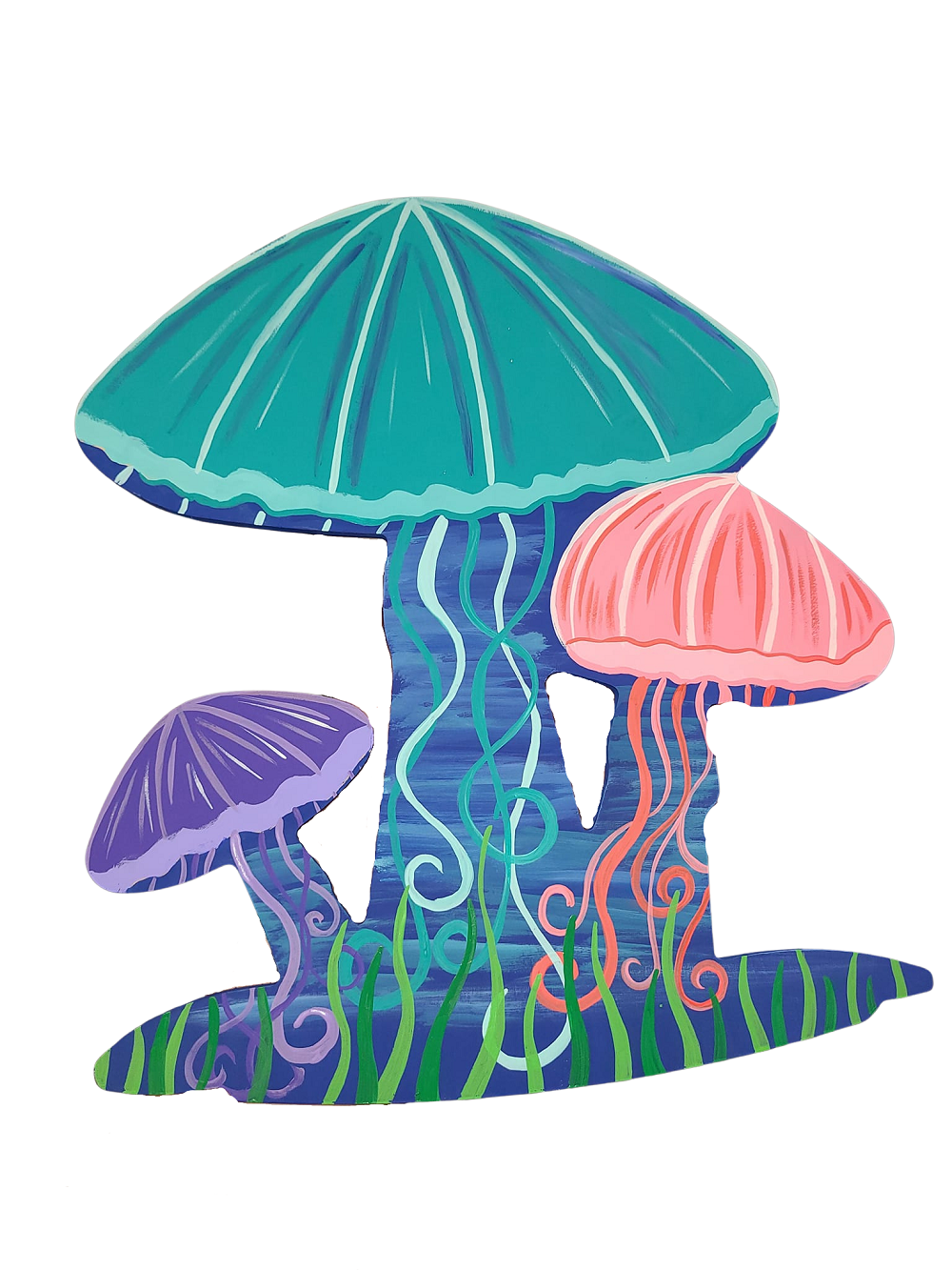 Basic Shape Three Mushrooms MDF Cutout Silhouette - Unfinished For DIY