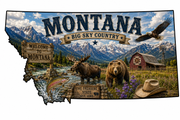 Print Ready Montana Big Sky Country Door Hanger – Montana State Wildlife Sign – Full Color MDF Front Door Decor