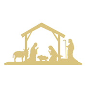 Basic Shape Nativity Scene MDF Cutout Bethlehem Stable Silhouette - Unfinished For DIY