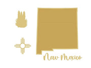 Basic Shape New Mexico State MDF Cutout New Mexico Yucca And Zia Sun - Unfinished For DIY