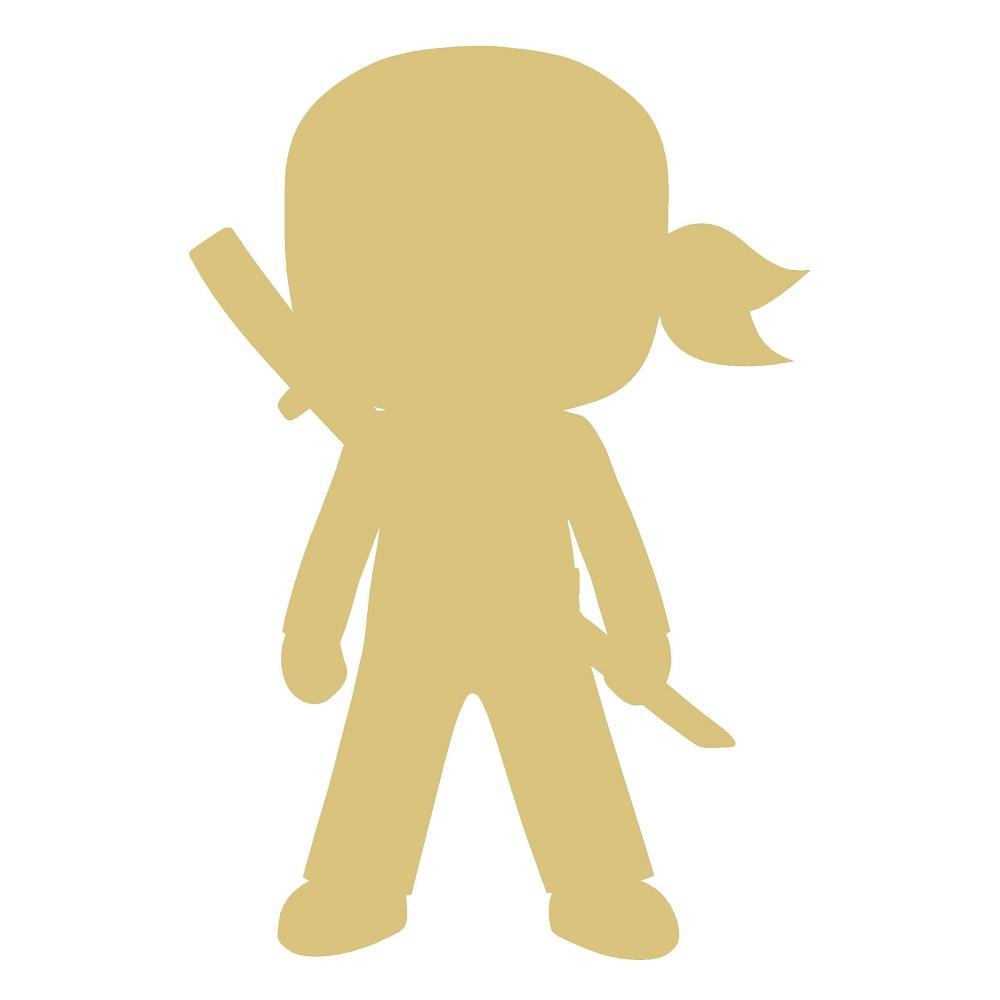 Basic Shape Ninja Silhouette MDF Cutout With Sword - Unfinished For DIY
