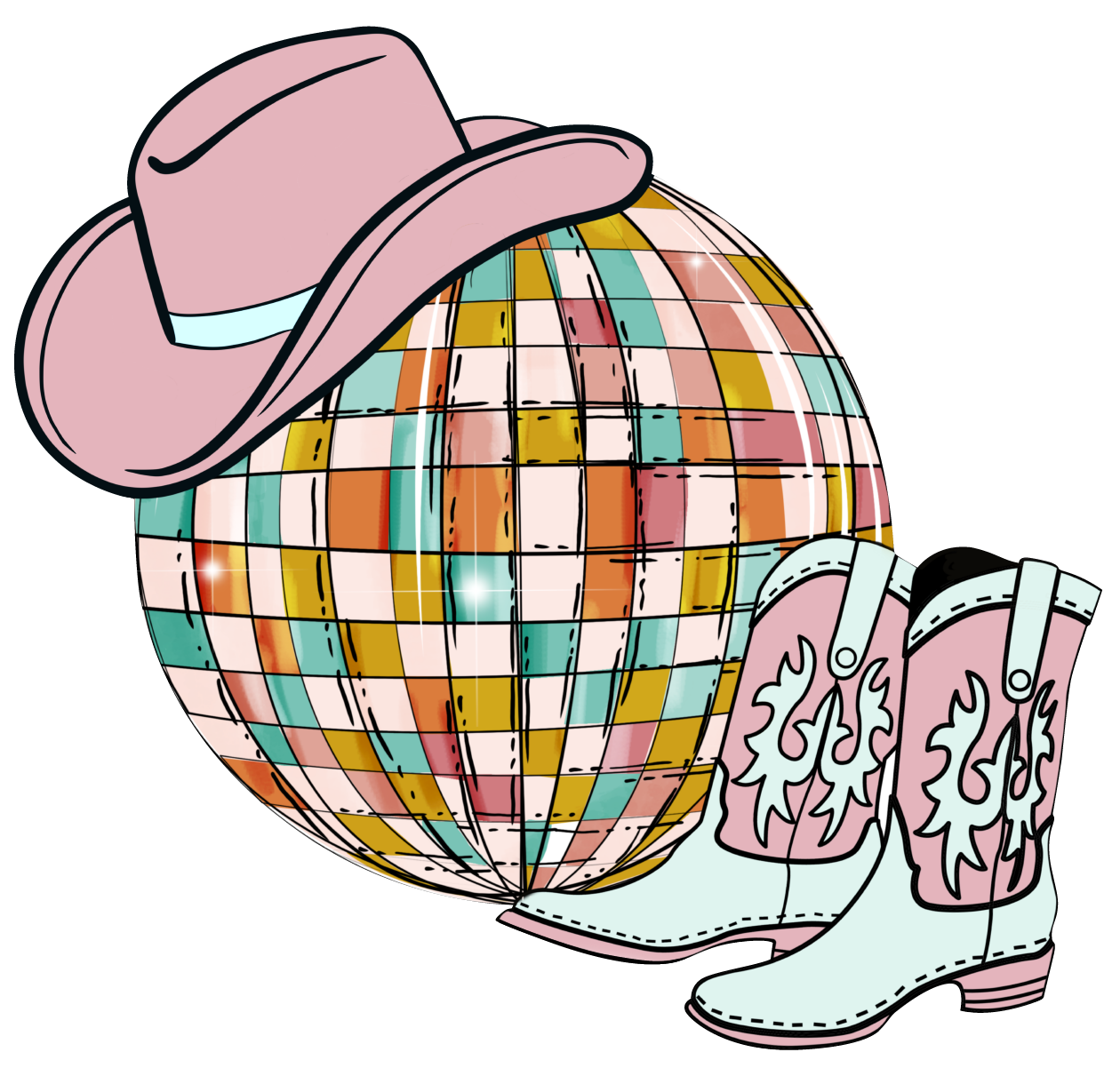 NINE TWENTY FOUR DESIGNS DISCO CALL WITH BOOTS AND HAT