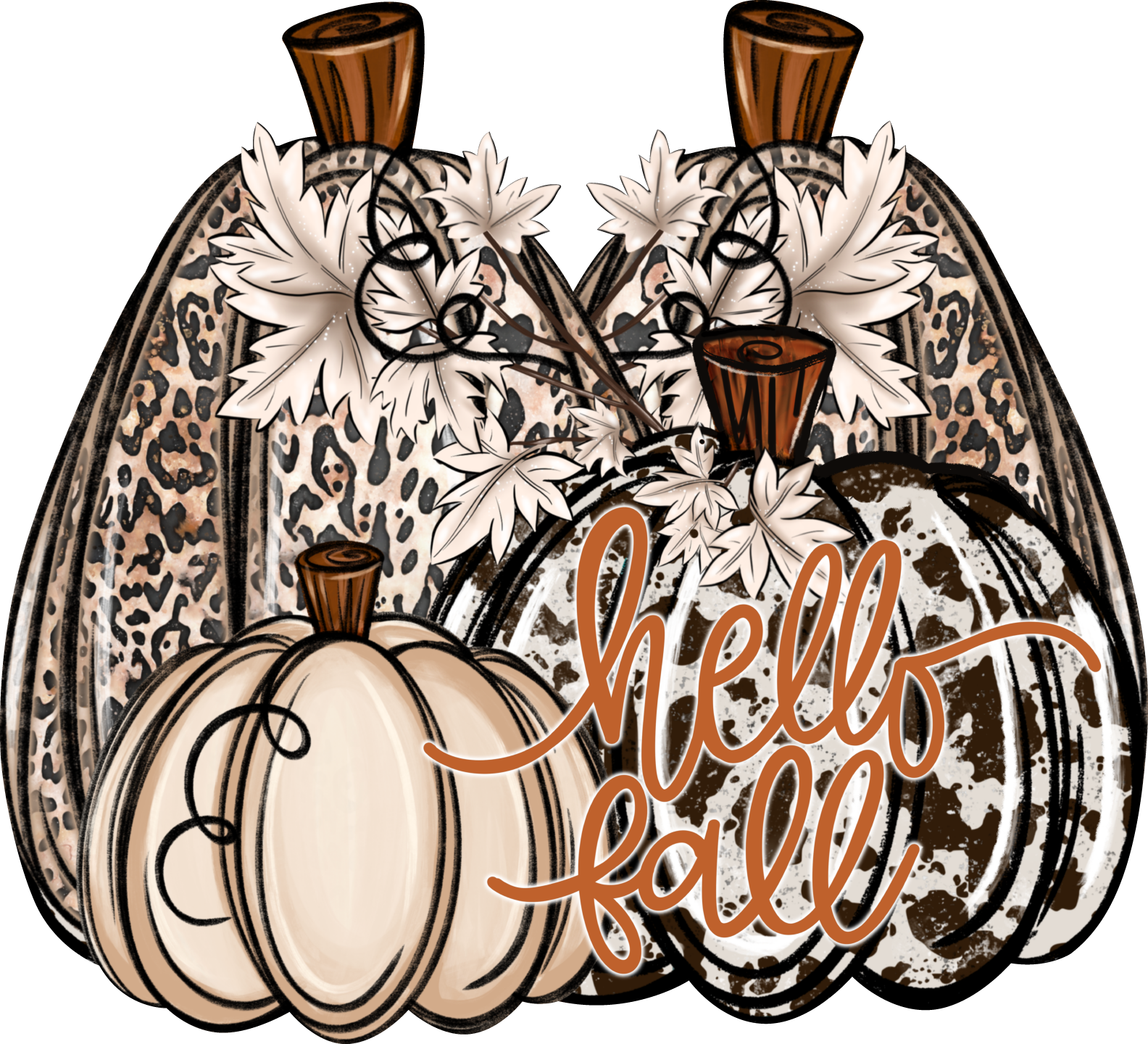 NINE TWENTY FOUR DESIGNS HELLO FALL WITH 4 PUMPKINS
