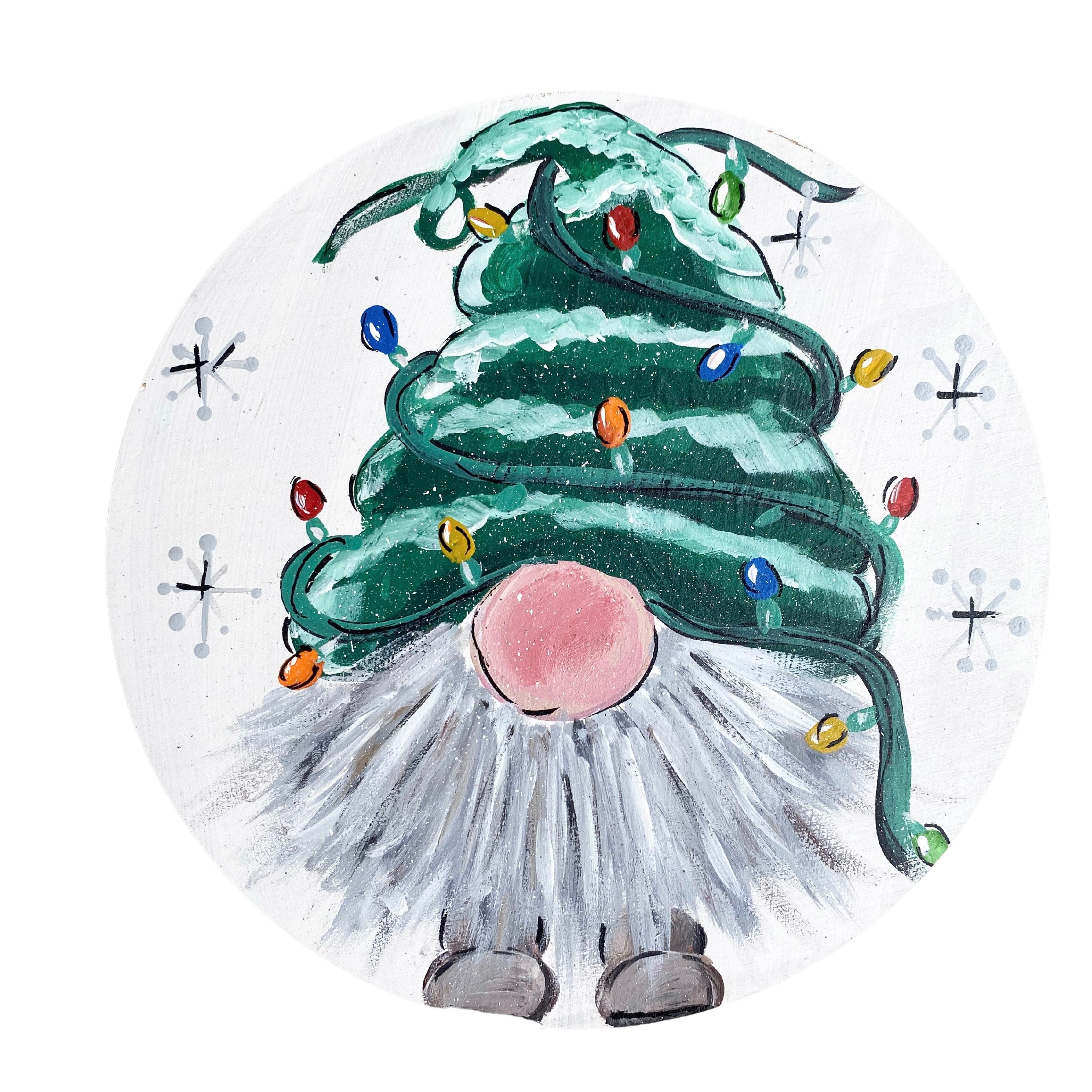 VICK CRAFTS CIRCLE WITH GNOME WITH CHRISTMAS TREE HAT