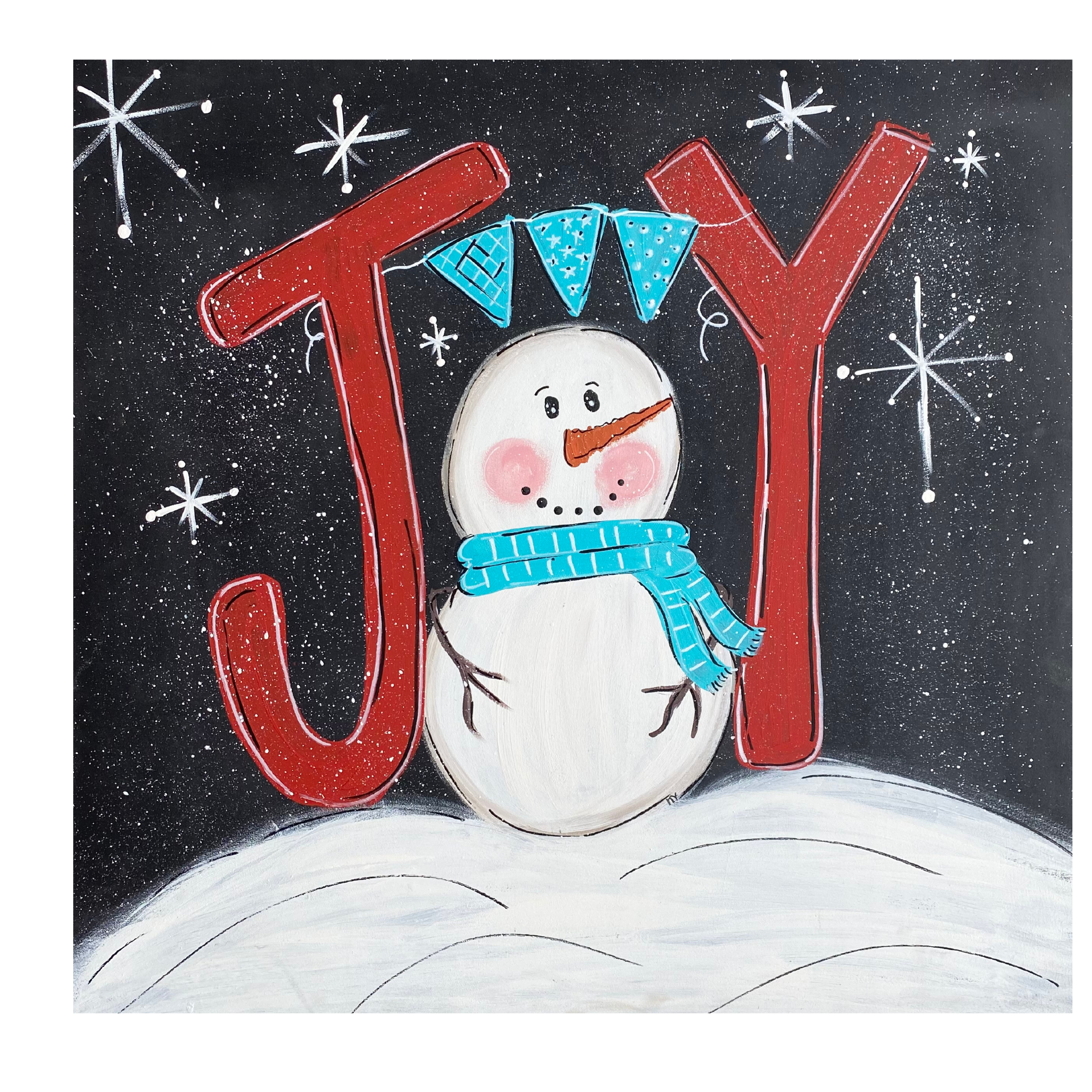 VICK CRAFTS SQUARE WITH JOY SNOWMAN