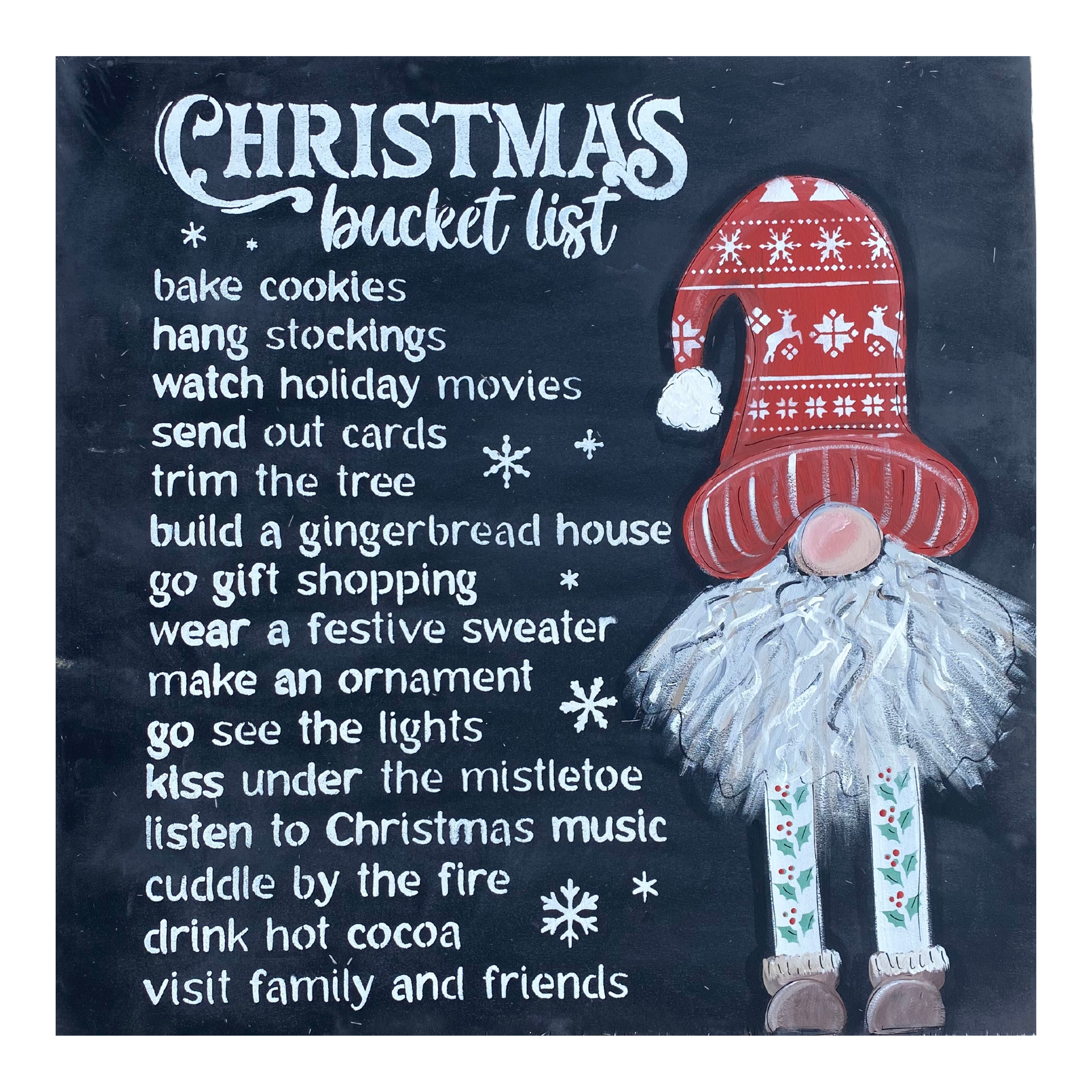 VICK CRAFTS GNOME CHRISTMAS BUCKET LIST