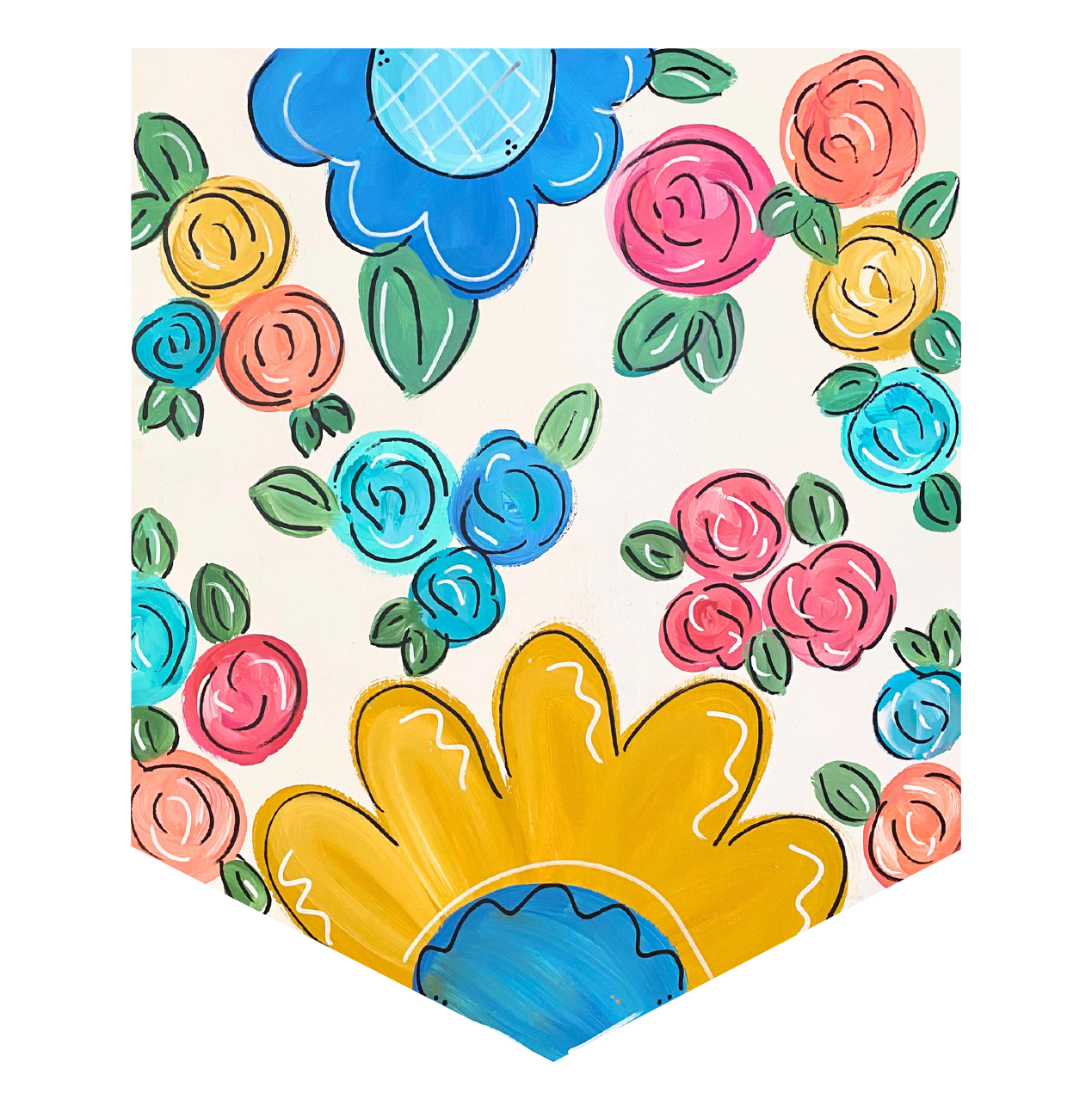 VICK CRAFTS BANNER WITH BRIGHT FLOWERS