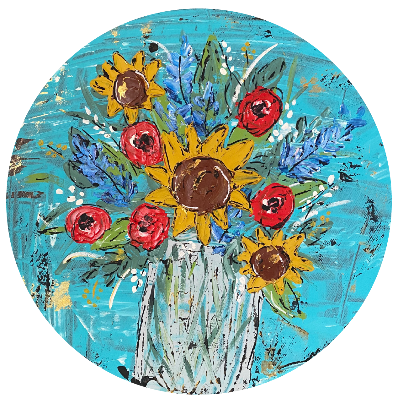 VICK CRAFTS CIRCLE WITH FLOWERS AND VASE