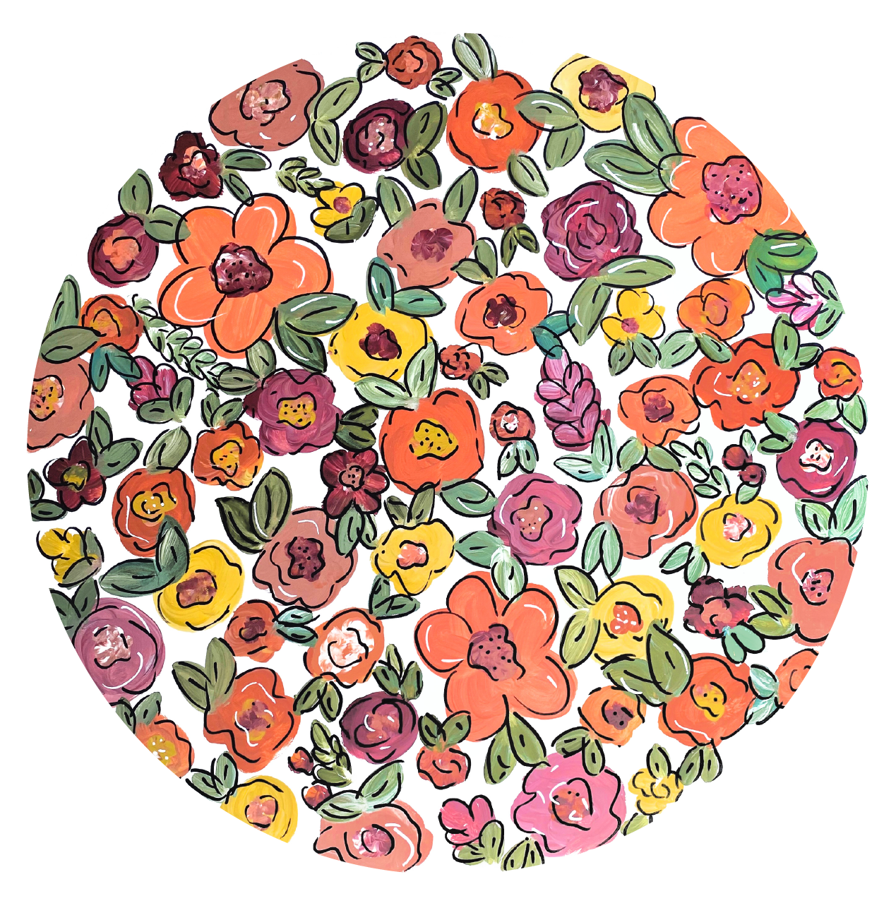 VICK CRAFTS CIRCLE WITH MULTI COLORS FALL FLOWERS