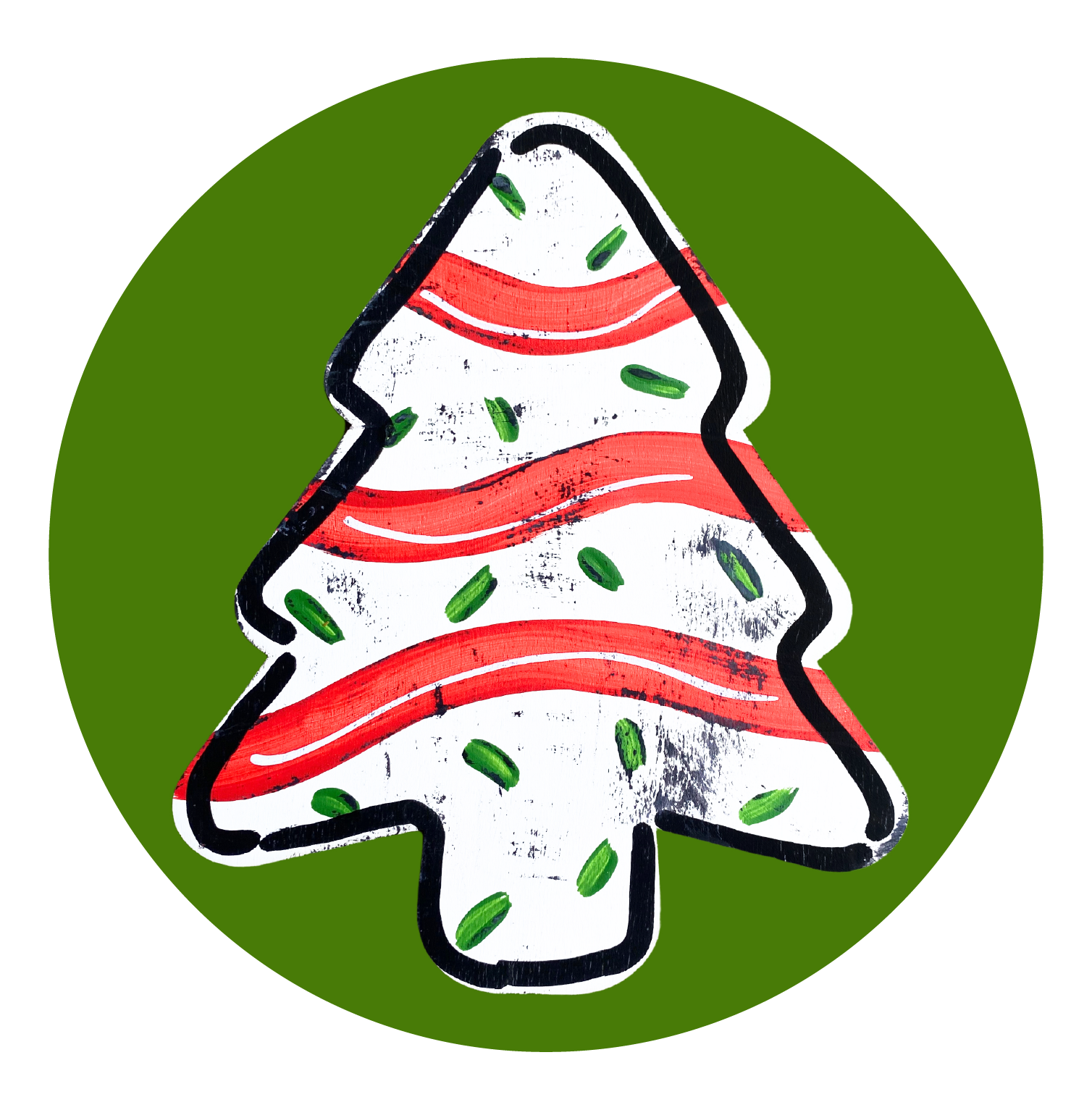VICK CRAFTS GREEN CIRCLE WITH CHRISTMAS TREE