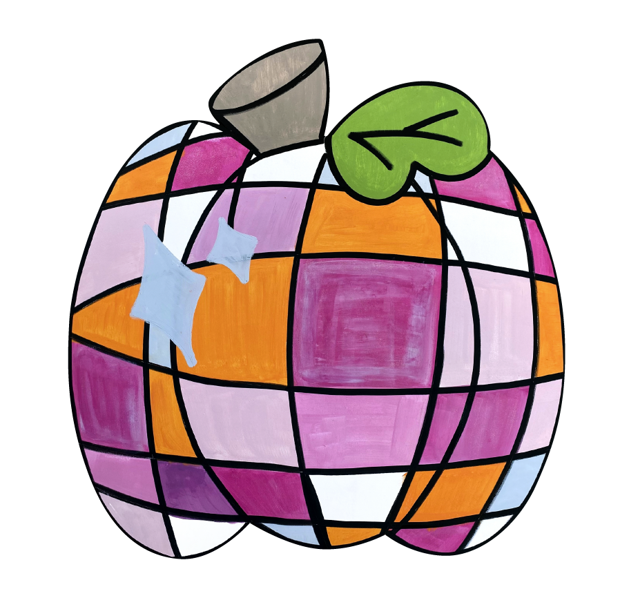 VICK CRAFTS PUMPKIN WITH MULTI COLOR SQUARES