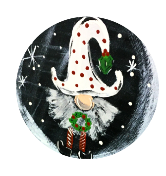 VICK CRAFTS CIRCLE GNOME WITH WHITE HAT AND RED DOTS