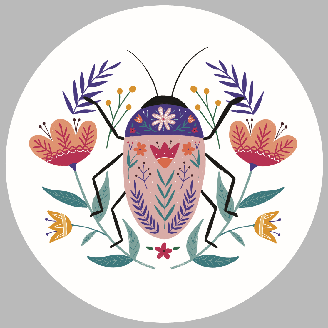 PAULA  GRAFSTEIN  FLORAL BEETLE DESIGN