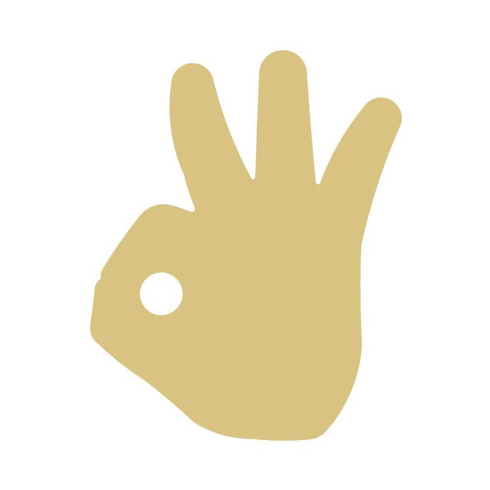 Basic Shape Okay Hand MDF Cutout Silhouette - Unfinished For DIY