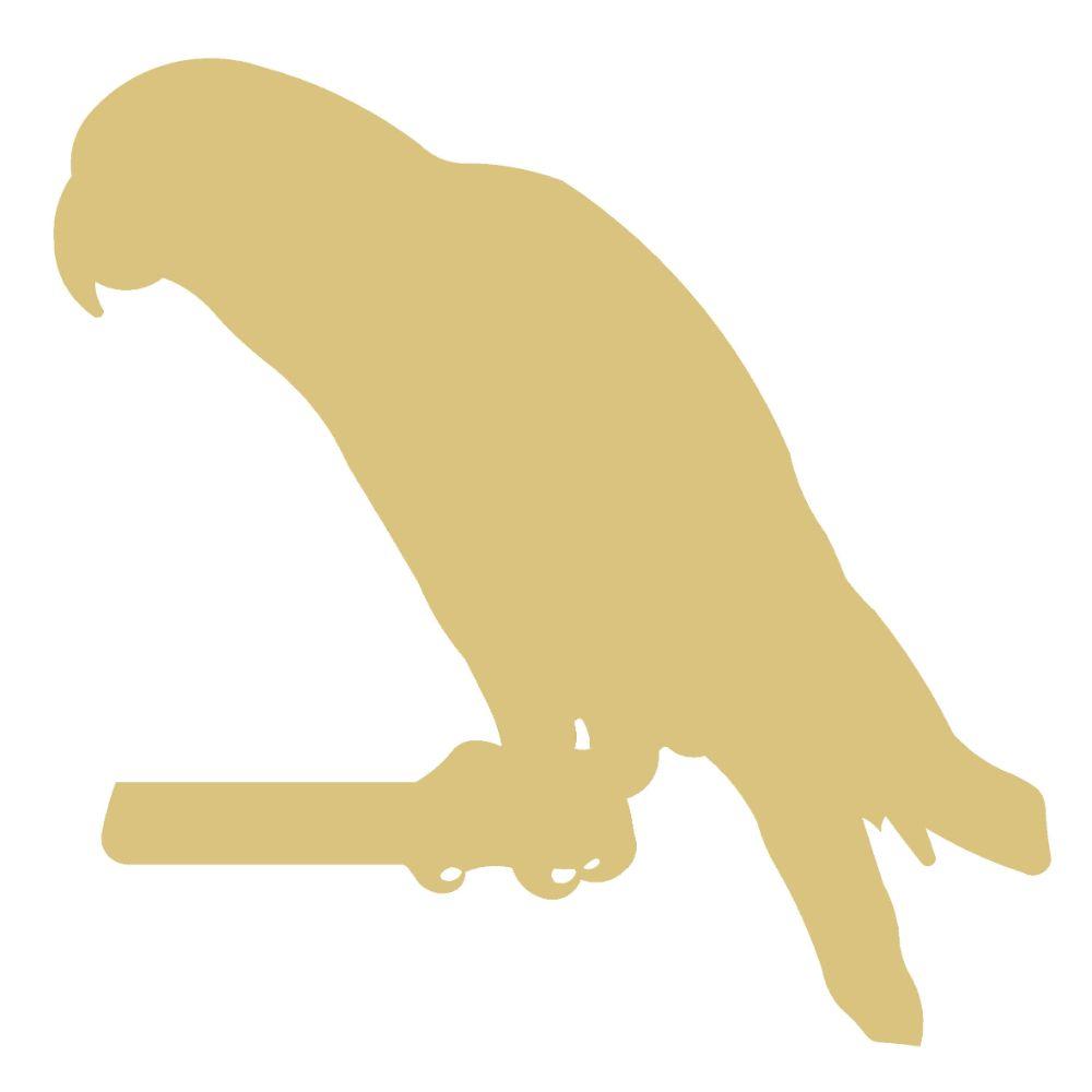 Basic Shape Parrot MDF Cutout Silhouette On Perch - Unfinished For DIY