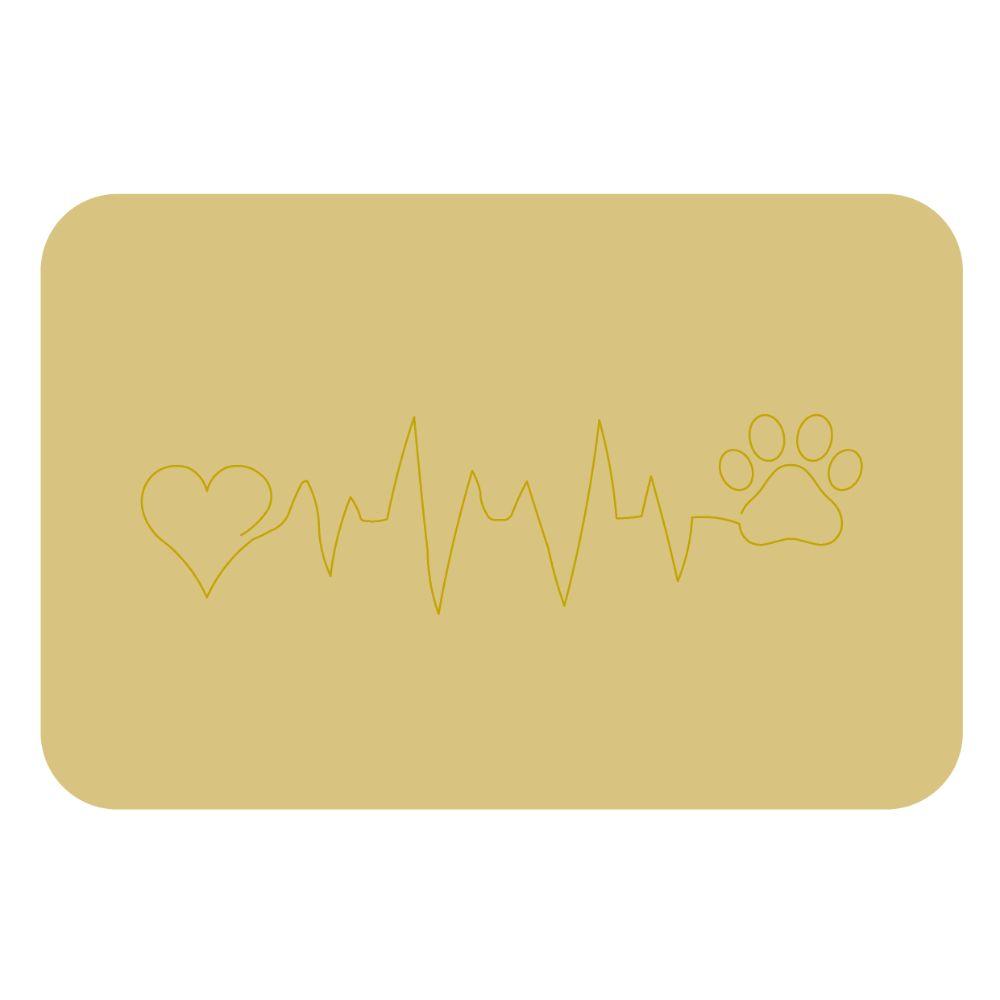 Basic Shape Rectangle Plaque MDF Cutout Heartbeat Line With Paw Print - Unfinished For DIY