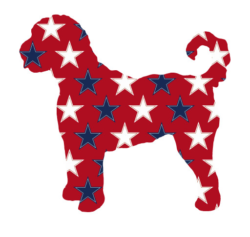 PIPPA BLU DESIGNS RED DOODLE WITH BLUE & WHITE STARS