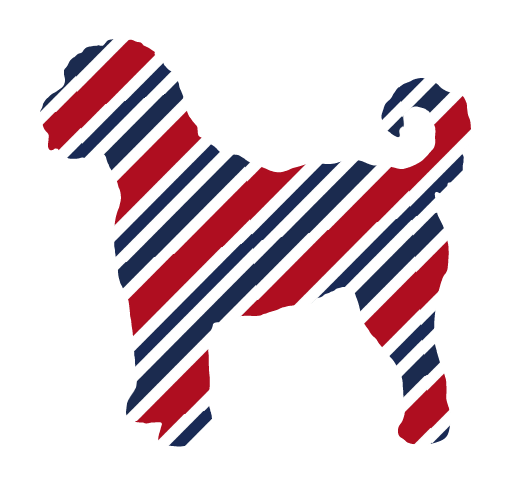 PIPPA BLU DESIGNS RED DOODLE WITH BLUE & WHITE STRIPES