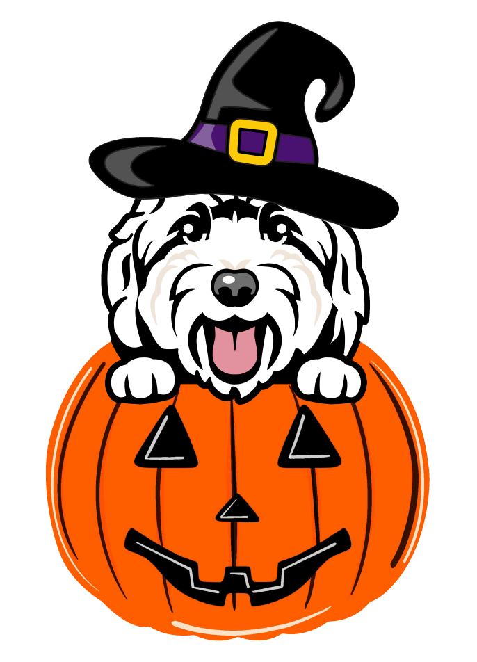 PIPPA BLU DESIGNS WHITE DOODLE IN JACK-O-LANTERN