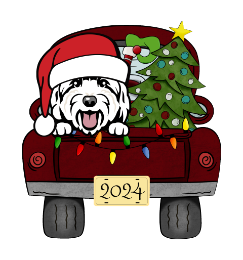 PIPPA BLU DESIGNS WHITE DOODLE IN TRUCK