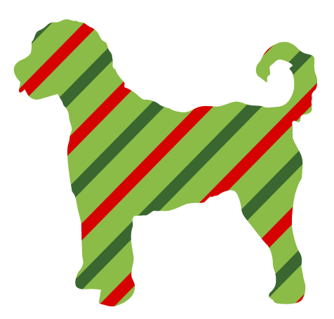 PIPPA BLU DESIGNS GREEN DOODLE WITH RED AND GREEN STRIPES