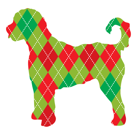 PIPPA BLU DESIGNS GREEN DOODLE WITH RED AND GREEN TRIANGLES