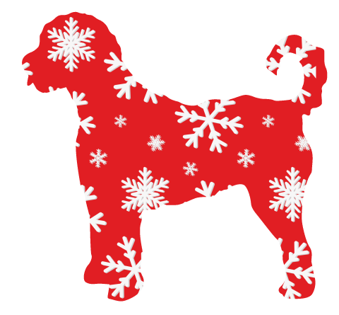 PIPPA BLU DESIGNS RED DOODLE WITH WHITE SNOWFLAKES