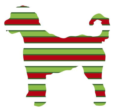 PIPPA BLU DESIGNS RED, GREEN AND WHITE HORIZONTIAL STRIPED DOODLE