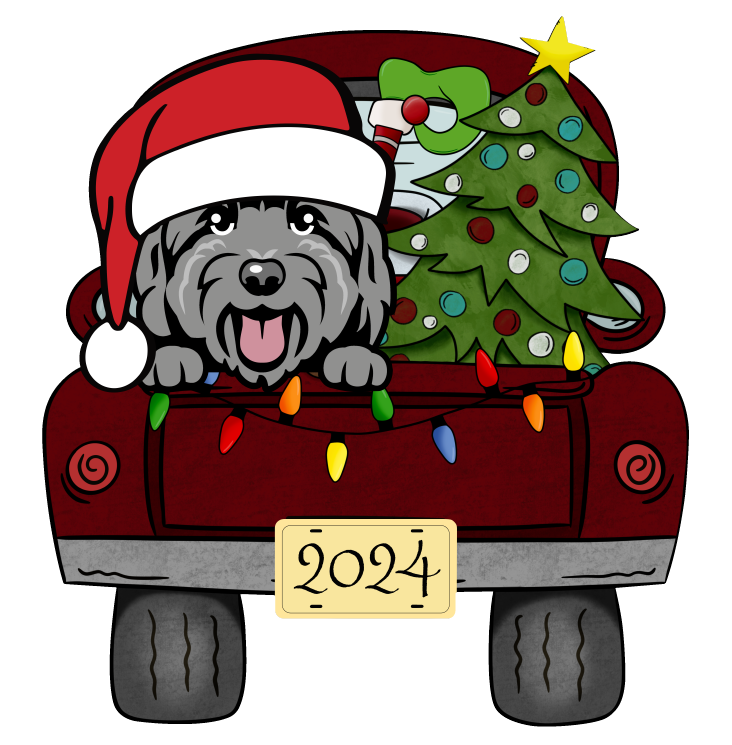 PIPPA BLU DESIGNS GRAY DOODLE IN CHRISTMAS TRUCK