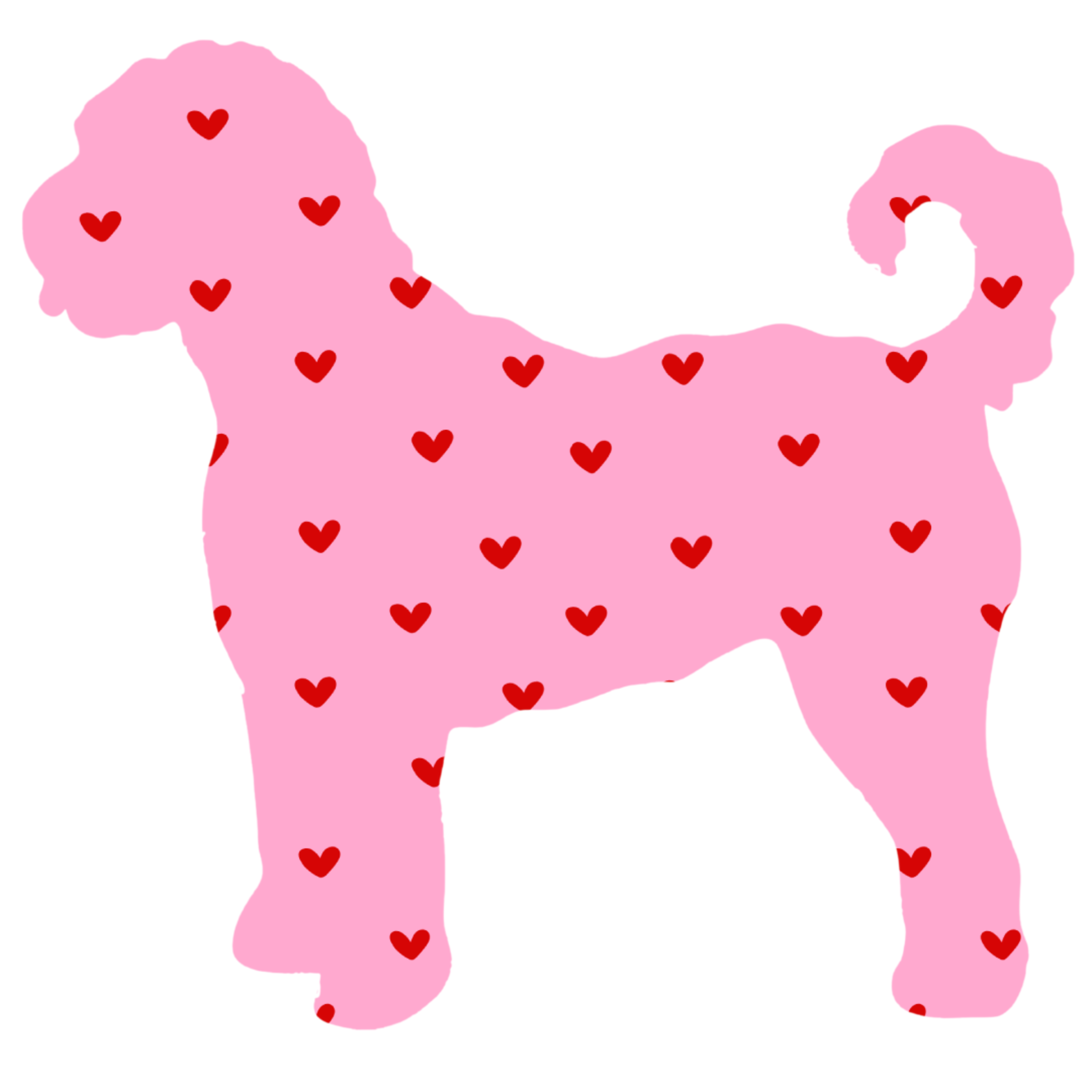 PIPPA BLU DESIGNS PINK DOODLE WITH RED HEARTS