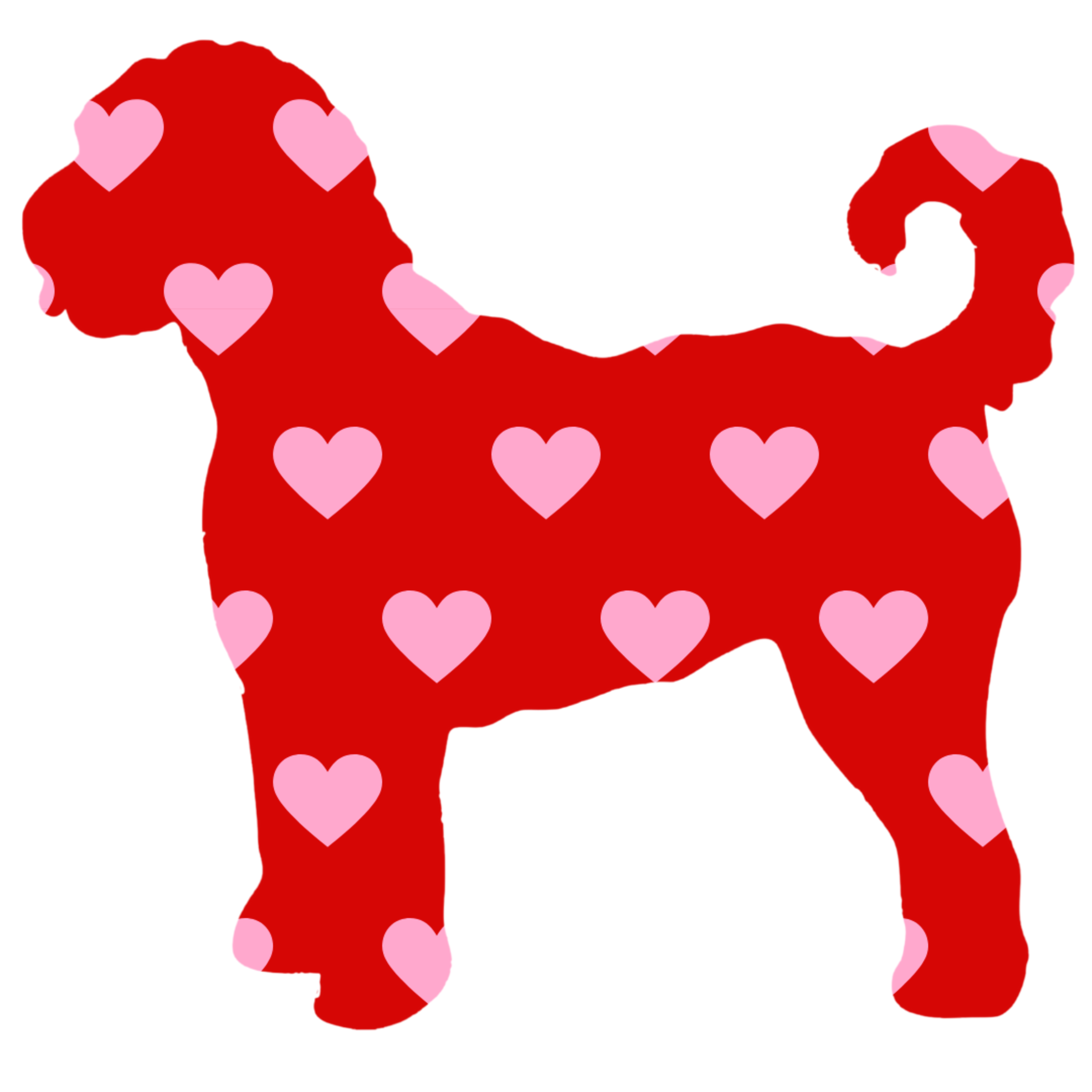 PIPPA BLU DESIGNS RED DOODLE WITH PINK HEARTS