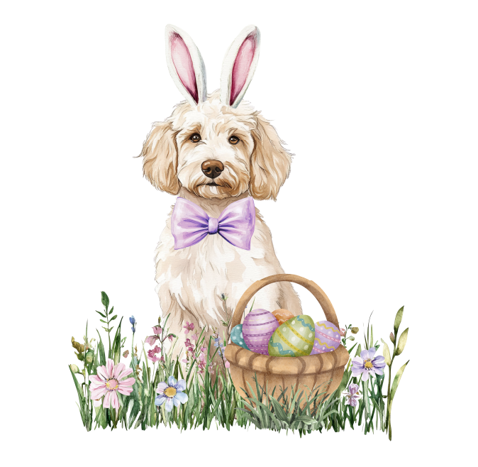 PIPPA BLU DESIGNS WHITE DOODLE WITH BASKET