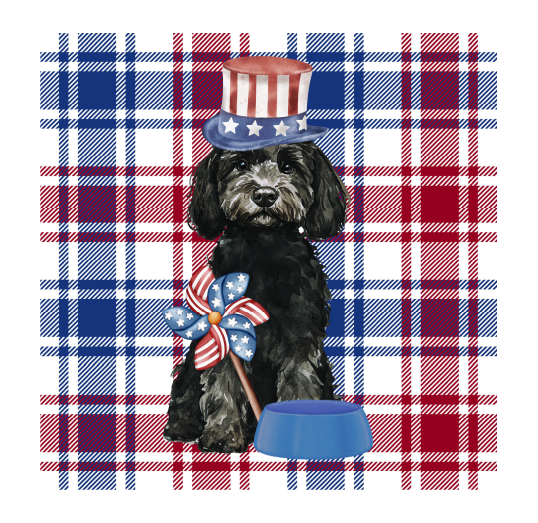 PIPPA BLU DESIGNS PATRIOTIC PLAID BLACK DOODLE
